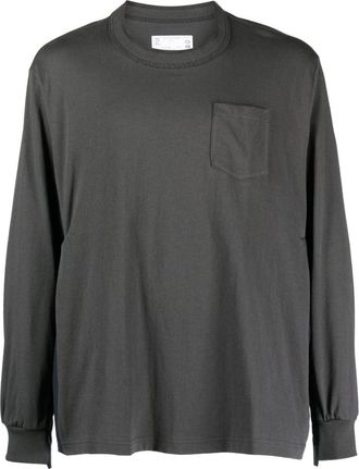 sacai patch-pocket knit jumper - men - Cotton/Polyester - 4 - Grey