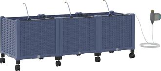 vidaXL Maceta De Jard&iacute;n Con Riego Y Ruedas 3 Uds. Gris Pp Vidaxl