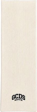 GCDS Ribbed Knit Scarf - unisex - Wintersjaals - Wit - ONE Size - Wol - Accessoires