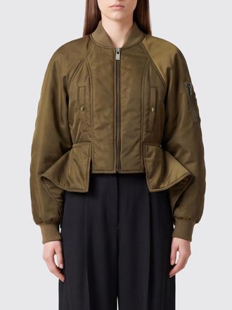 Balmain Relaxed Fit Cropped Nylon Bomber Jacket with Zip Closure