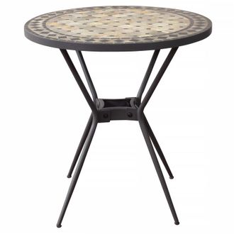 Milani Home Milani Home - brais - tavolo con piano rotondo e mosaico beige e antracite