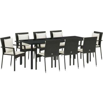 vidaXL Conjunto De Comedor De Jard&iacute;n 9 Pcs Negro Rat&aacute;n Sint&eacute;tico Vidaxl