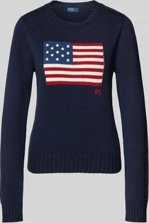 Polo Ralph Lauren Strickpullover mit Motiv-Stitching in Marine, Größe XXL