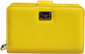Dolce & Gabbana Yellow Leather Bifold Continental Clutch Womens Wallet