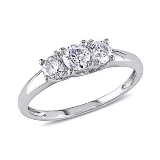 Amour 1/2 CT TW Three-stone Diamond Engagement Ring In 14K White Gold