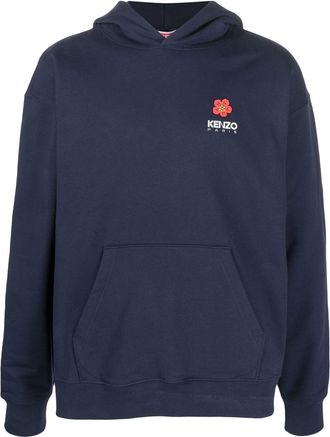Kenzo Bake Flower-print hoodie - men - Cotton/Elastane - M - Blue