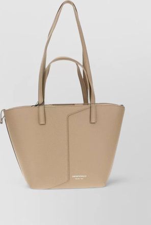 Emporio Armani grained leather logo print panelled shoulder bag