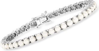 Ross-Simons 4mm Cultured Pearl Tennis Bracelet in Sterling Silver