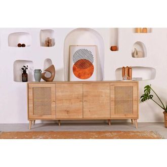 Dmora Dmora - Aparador Tarawa, Buf&eacute; De Sal&oacute;n, Aparador De Sal&oacute;n, Despensa De Cocina, 180x41 H81 Cm, Roble