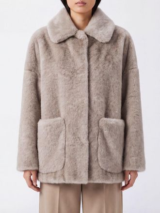 Herno Cappotto in pelliccia sintetica con collo classico e spalle scese