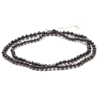 Pompeii3 121 Ct Black Diamond Faceted Bead Necklace 22 14k Yellow Gold