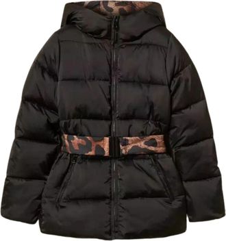 Twinset Pufferjack met omkeerbare riem - Dames - Winterjassen - Zwart - L - Leer - Jassen