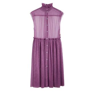 Levi's Dames Radical Sheer Banded Collar Mouwloze Midi-Jurk (Paars)