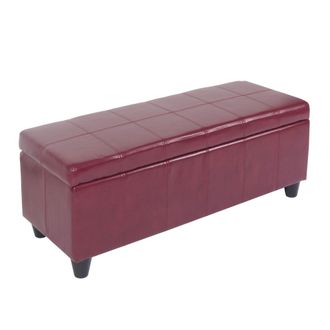 Hhg Hhg - Banco Ba&uacute;l Kriens, Cuero + Polipiel, 112x45x45cm Certificado Mvg, Rojo