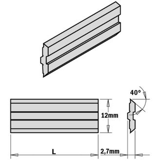 CMT 795.240.12 Juego De 2 Cuchillas Centrostar/fix, Quickfix 240x12x2.7mm Hps