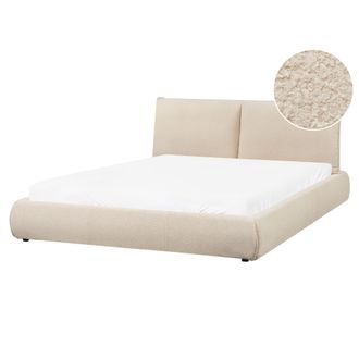Beliani Cama Moderna Tapizada En Boucl&eacute; 160 X 200 Cm De Somier Listones Beige Claro Vinay