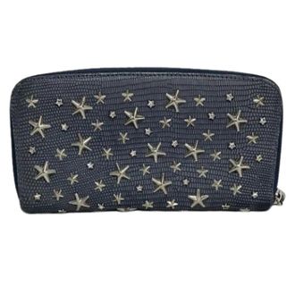 Jimmy Choo London Pre-owned Lange portemonnee (bi-fold) - Dames - Pre-owned - Blauw - Maat: ONE Size Leer