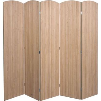 Hhg Paravento in bambù HHG-163, divisore separè, paravento, pieghevole, 5 pannelli, 170x204 cm