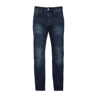 Schott NYC Slim Blauwe Jeans met Patch Logo - Heren - Slim Fit Jeans - Blauw - W30 L32 - Katoen - Jeans