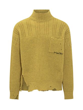 Marni Yellow Mock Collar Sweaters