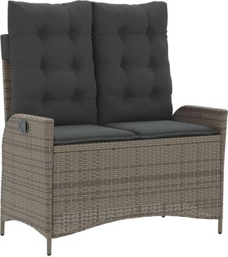 vidaXL Vidaxl - Sill&oacute;n Reclinable De Jard&iacute;n Con Cojines Rat&aacute;n Sint&eacute;tico Gris