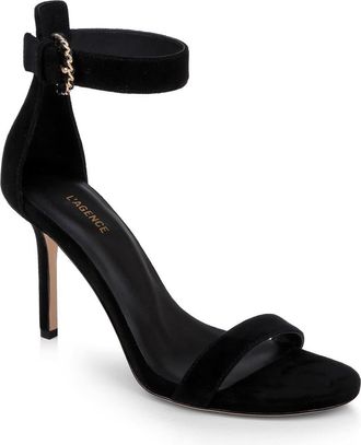 L'agence Gisele VII Sandal in Black Suede at Nordstrom, Size 9.5