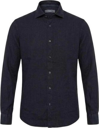 Tintoria Mattei J66 TNP Linen-Ue 7 - Heren - Spijkeroverhemden - Blauw - M - Denim - Overhemden