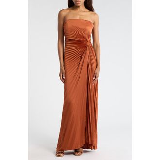 A.L.C. Layla Strapless Pleated Gown in Red Rock at Nordstrom Rack, Size 10