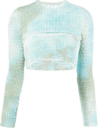 Off-white Double tie-dye cut-out top - women - Viscose - 42 - Blue