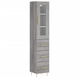 vidaXL Aparador Alto Madera Contrachapada Gris Sonoma 34,5x34x180 Cm Vidaxl