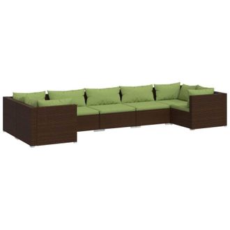 vidaXL 7 Pcs Garden Lounge Set Con Coj&iacute;n Mimbre Pe Brown