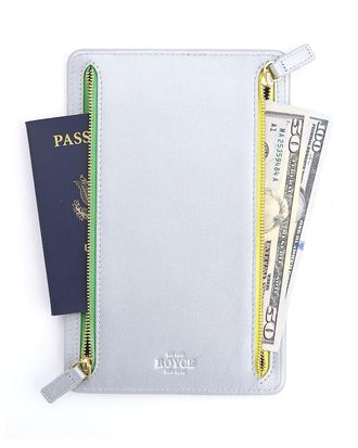 Royce Leather Monogrammed Leather RFID Blocking Foup Zip Travel Organizer