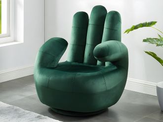 Vente-Unique Poltrona a forma di mano girevole in velluto Verde scuro - CATCHY