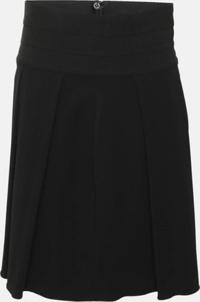 Emporio Armani Black Stretch Crepe Pleated Midi Skirt