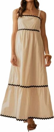Skies Are Blue Clothing Sleeveless Square Neck Midi Dress In Off White-Black