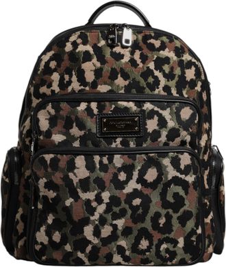 Dolce & Gabbana Multicolor Leopard Print DG Logo Plaque Men Backpack Mens Bag