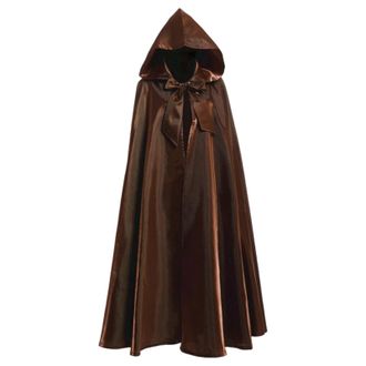 Generic Hooded Unisex Cloak with Attached Hood for Halloween Christmas Costume Elegant Fancy Dress Vampire Witch Theme Accessory Cape Gothic Festival Wear Bro