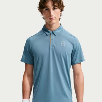 Nike Mens Court Advantage Dri-FIT Tennis Polo in Blue | FZ6907-006