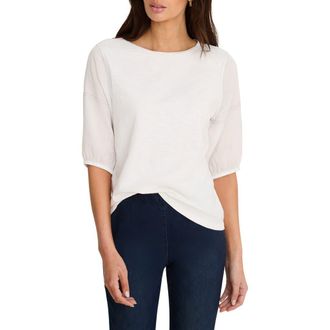 Nic+Zoe Puff Sleeve Cotton T-shirt in Paper White at Nordstrom, Size Xx-Large