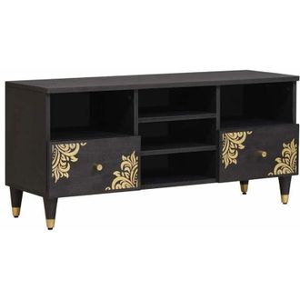 vidaXL TV Cabinet with Drawer Black 100 x 33 x 46 cm Solid Mango Wood vidaXL