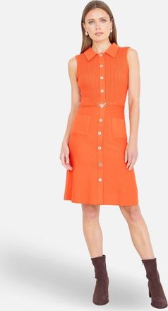 Yumi Rib Knitted With Buckle Skater Dress in Orange at Nordstrom, Size Medium