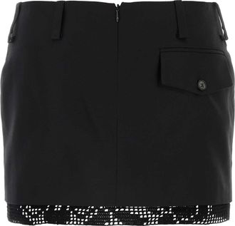 Magda Butrym Lace-Trimmed Silk Skirt - Black