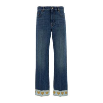 Valentino Garavani Wide Jeans, female, Blue, Size: W25 Denim Pants