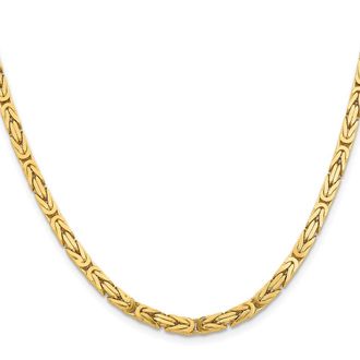 Diamond2Deal 14k Yellow Gold 4mm Byzantine Chain Necklace