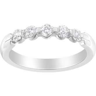 House of Brilliance 14K White Gold 1/2 cttw Diamond 5-Stone Band Ring at Nordstrom, Size 7