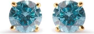 House of Brilliance 14K Yellow Gold 1.0 Cttw Treated Diamond Solitaire Stud Earrings at Nordstrom