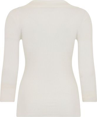 Elisabetta Franchi Womens Polo Shirt Slim-Fit Ivory Lyocell Top