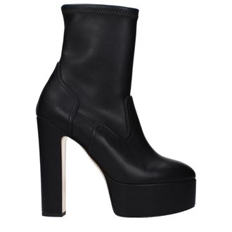 Casadei Black Leather Ankle Womens Boots