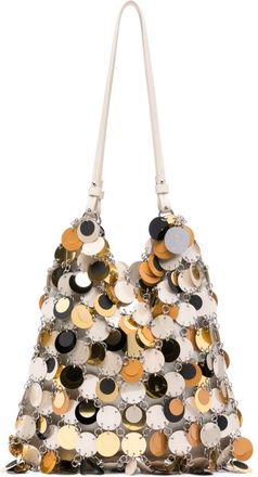 Paco Rabanne sequinned shoulder bag - women - Leather/Polyester/Steel/Plastic - One Size - Neutrals