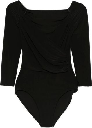 Norma Kamali Tops, Dames, Zwart, M, Polyester, Off-Shoulder Sweetheart Bodysuit